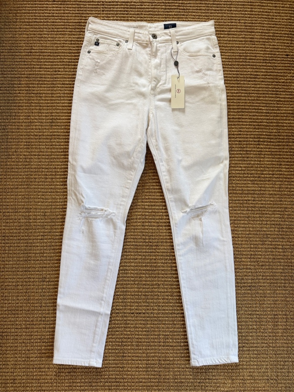 Ag Adriano Goldschmied White Denim Mila skinny distressed Jeans